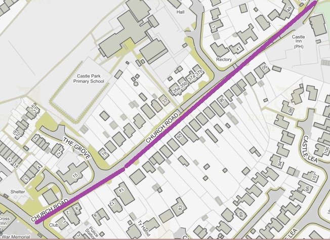 Map of Road Closure for Remembrance Sunday Service on Church Road